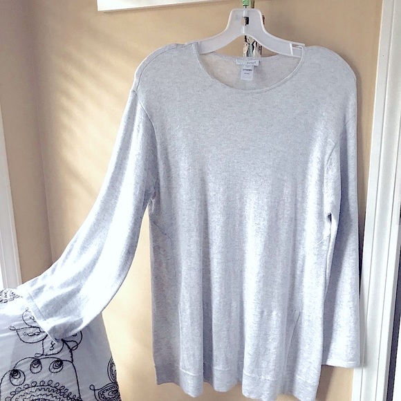 J. Jill Tops - J Jill Sz Small Top cashmere cotton blend Gray long sleeves